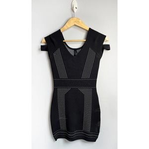 MARCIANO by Guess sz S black bandage dress w/ white pattern EUC